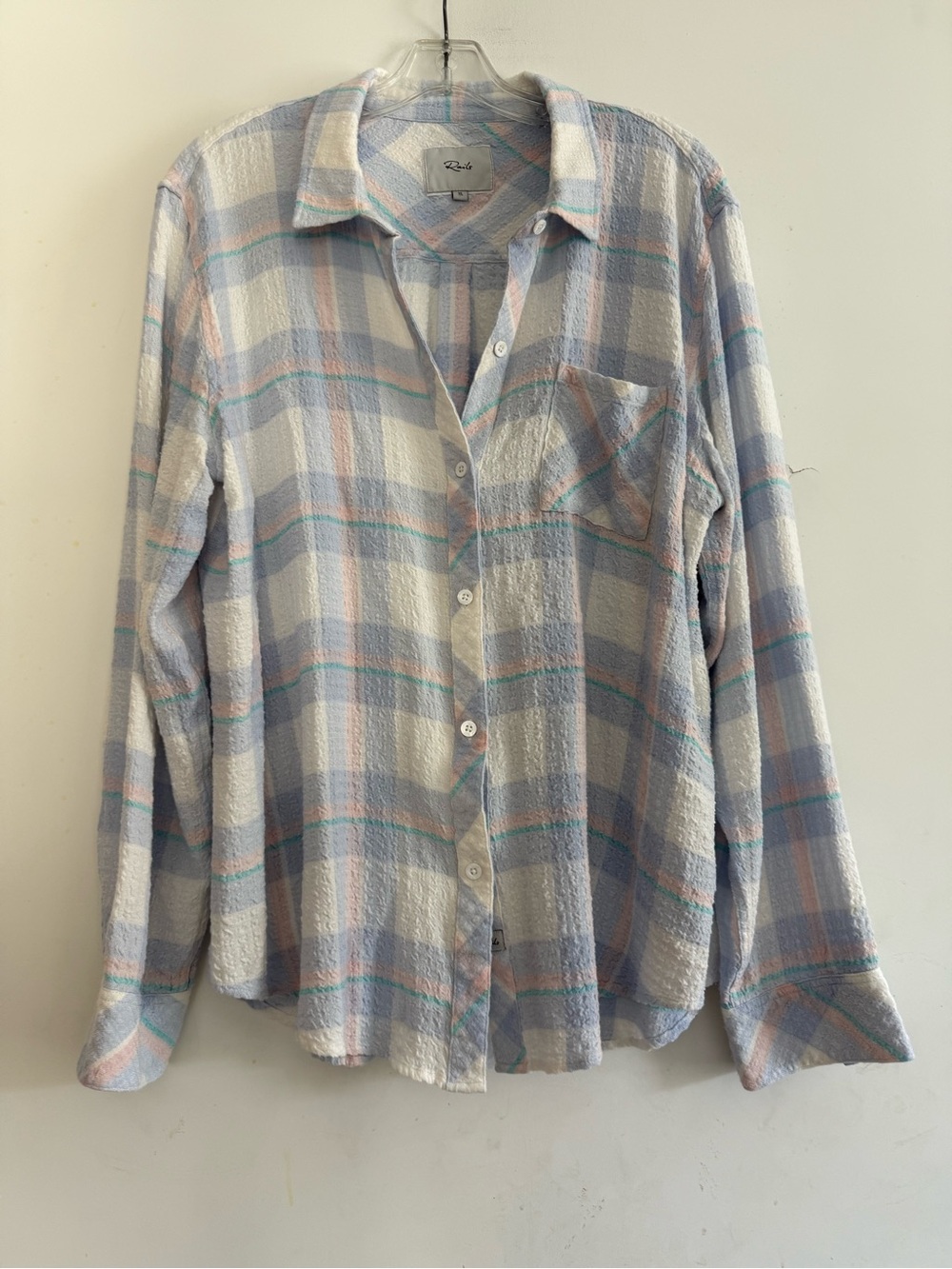 Rails Brady Plain Shirt In White Periwinkle Peach Size XL - Picture 2 of 6